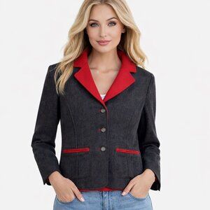 Pendleton Reversible Jacket Black/Red Merino Wool Size Small petite NWT